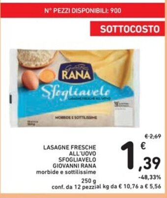 Spazio Conad LASAGNE FRESCHE ALL'UOVO SFOGLIAVELO GIOVANNI RANA 250 g offerta