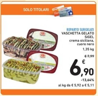 Spazio Conad VASCHETTA GELATO SIGEL 1,35 kg offerta