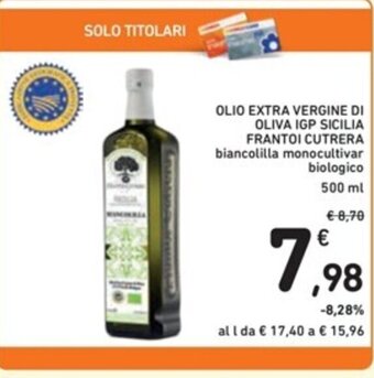 Spazio Conad OLIO EXTRA VERGINE DI OLIVA IGP SICILIA FRANTOI CUTRERA 500 ml offerta
