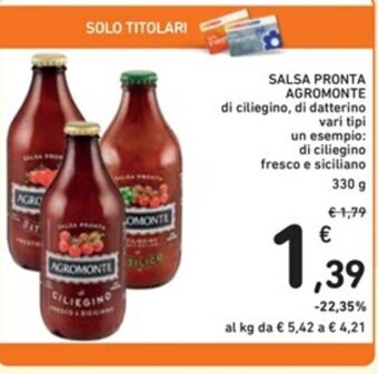 Spazio Conad SALSA PRONTA AGROMONTE 330 g offerta