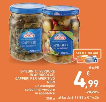 Spazio Conad SPIEDINI DI VERDURE IN AGRODOLCE, CAPPERI PER APERITIVO Neri 350 g offerta