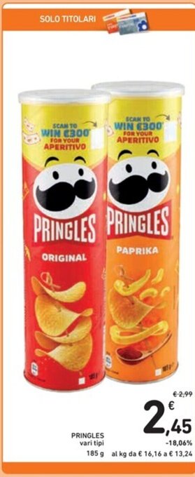 Spazio Conad PRINGLES vari tipi 185 g offerta