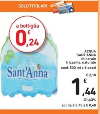 Spazio Conad ACQUA SANT'ANNA 500 ml x 6 pezzi offerta