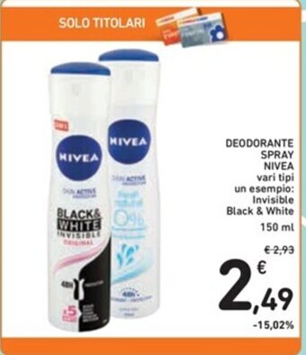 Spazio Conad DEODORANTE SPRAY NIVEA vari tipi 150 ml offerta