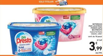 Spazio Conad DETERSIVO PER LAVATRICE POWER CAPS BIO PRESTO offerta