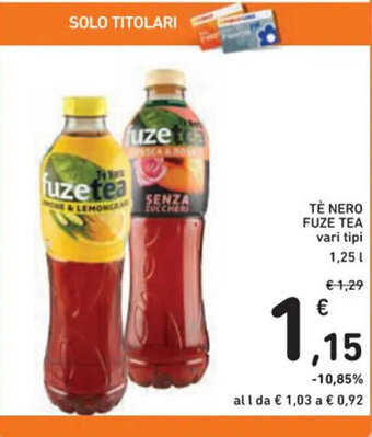 Spazio Conad TÈ NERO FUZE TEA vari tipi 1,25 l offerta