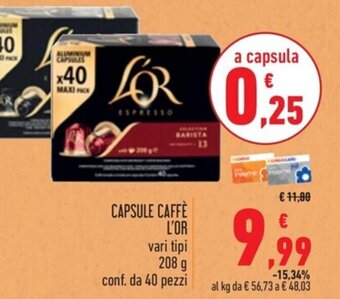 Spazio Conad CAPSULE CAFFÈ L'OR vari tipi 208 g offerta