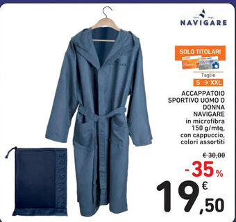 Spazio Conad ACCAPPATOIO SPORTIVO UOMO O DONNA NAVIGARE in microfibra 150 g/mtq, offerta