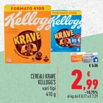 Spazio Conad CEREALI KRAVE KELLOGG'S vari tipi 410 g offerta
