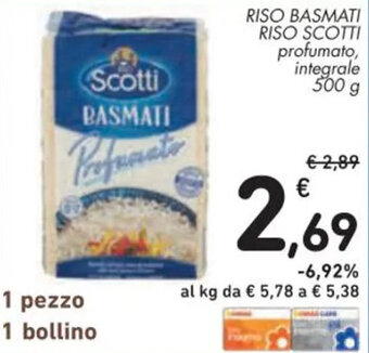 Spazio Conad RISO BASMATI RISO SCOTTI profumato, integrale 500 g offerta