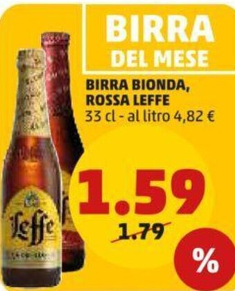 PENNY BIRRA BIONDA, ROSSA LEFFE 33 cl offerta