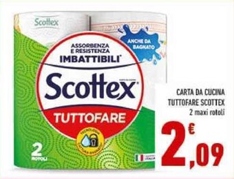 Conad CARTA DA CUCINA TUTTOFARE SCOTTEX 2 maxi rotoli offerta