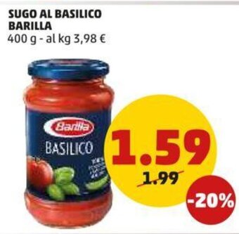 PENNY SUGO AL BASILICO BARILLA 400 g offerta