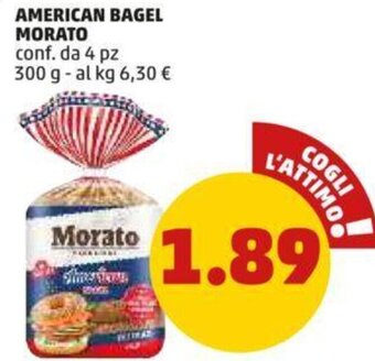 PENNY AMERICAN BAGEL MORATO conf. da 4 pz 300 g offerta
