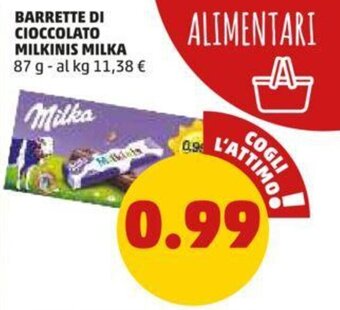 PENNY BARRETTE DI CIOCCOLATO MILKINIS MILKA 87 g offerta