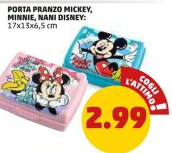 PENNY PORTA PRANZO MICKEY, MINNIE, NANI DISNEY: 17x13x6,5 cm offerta