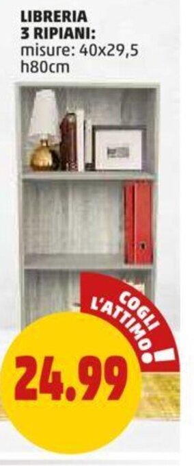 LIBRERIA 3 RIPIANI 40x29,5 h80cm