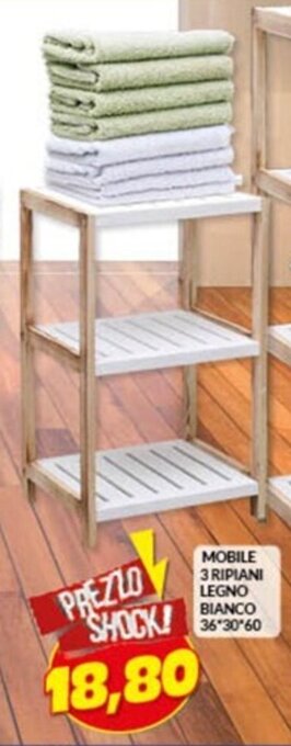 Risparmio Casa MOBILE 3 RIPIANI LEGNO BIANCO 36 *30 *60 offerta