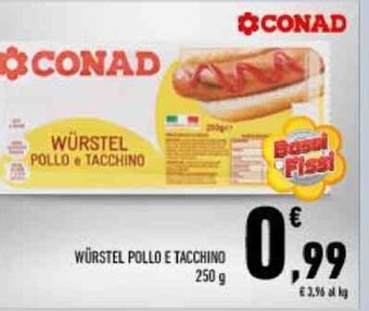 Conad WÜRSTEL POLLO TACCHINO 250 g offerta
