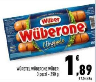 Conad WÜRSTEL WÜBERONE WÜBER 3 pezzi - 250 g offerta