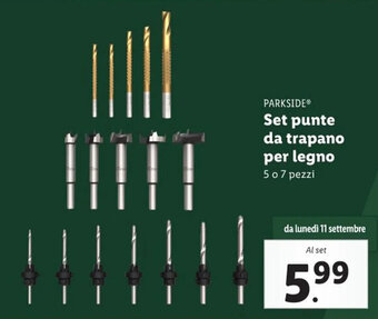 Lidl PARKSIDEⓇ Set punte da trapano per legno 5 o 7 pezzi offerta