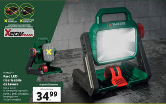 Lidl PARKSIDEⓇ Faro LED ricaricabile da lavoro offerta