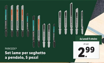 Lidl PARKSIDEⓇ Set lame per seghetto a pendolo, 5 pezzi offerta