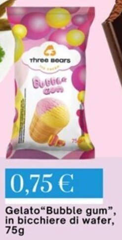 Gelato"Bubble gum", in bicchiere di wafer, 75g