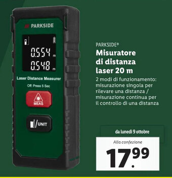 Lidl PARKSIDEⓇ Misuratore di distanza laser 20 m offerta