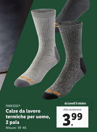 Lidl PARKSIDEⓇ Calze da lavoro termiche per uomo, 2 paia offerta
