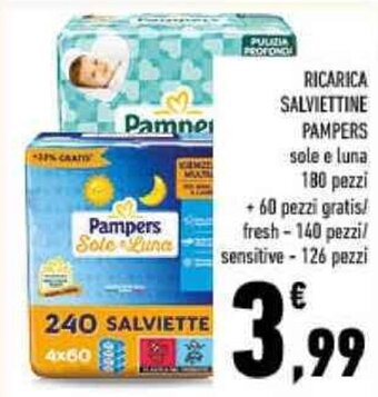 Conad RICARICA SALVIETTINE PAMPERS sole e luna 180 pezzi offerta
