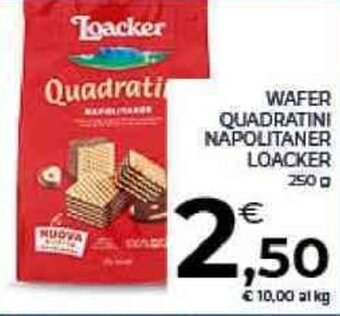 Conad WAFER QUADRATINI NAPOLITANER LOACKER 250 g offerta