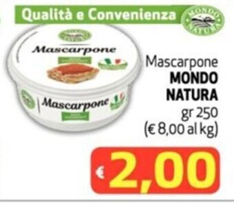 SuperW Mascarpone MONDO NATURA gr 250 offerta
