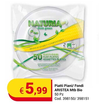 Centro Cash Piatti Piani/ Fondi ARISTEA Mtb Bio 50 Pz offerta