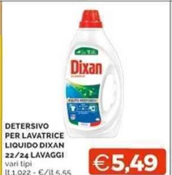 Mercatò DETERSIVO PER LAVATRICE LIQUIDO DIXAN 22/24 LAVAGGI vari tipi lt 1,022 offerta