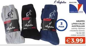 Mercatò GRUPPO 3 PAIA CALZE AUSTRALIAN uomo/donna - modello tennis - tg 35/46 -colori assortiti offerta