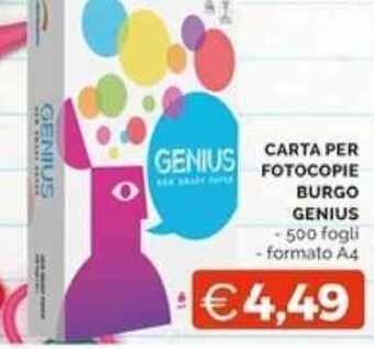 CARTA PER FOTOCOPIE BURGO GENIUS - 500 fogli - formato A4