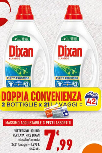 Conad *DETERSIVO LIQUIDO PER LAVATRICE DIXAN classico/lavanda 2x21 lavaggi - 1,890 L offerta
