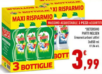 Conad *DETERSIVO PIATTI NELSEN limone/carboni attivi 3x850 ml offerta