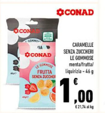 Conad CARAMELLE SENZA ZUCCHERI LE GOMMOSE 46 g offerta