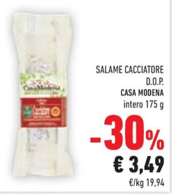 Conad SALAME CACCIATORE D.O.P. CASA MODENA intero 175 g offerta