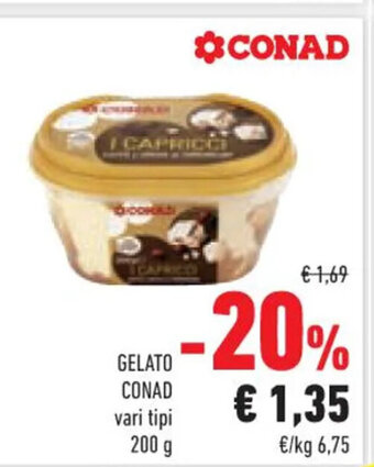 Conad GELATO CONAD vari tipi 200 g offerta