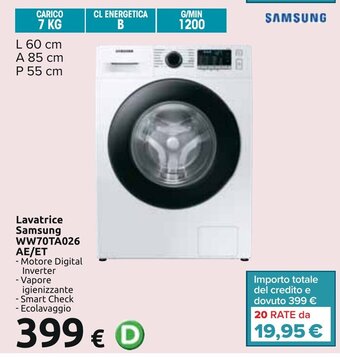 Carrefour Lavatrice Samsung WW70TA026 AE/ET offerta