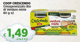 Coop COOP CRESCENDO Omogeneizzato Blo di Verdure miste 80 g x2 offerta