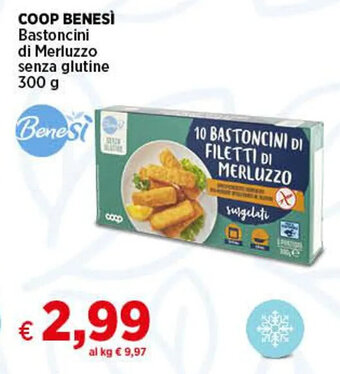 Coop COOP BENESÌ Bastoncini di Merluzzo senza glutine 300 g offerta