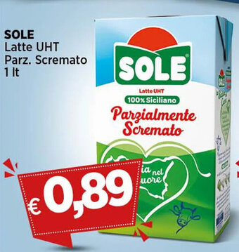 Coop SOLE Latte UHT Parz. Scremato 1 Lt offerta