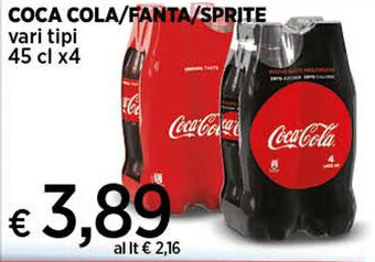 Coop COCA COLA/FANTA/SPRITE vari tipi 45 cl x4 offerta