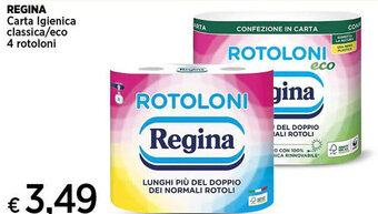 Coop REGINA Carta Igienica classica/eco 4 rotoloni offerta