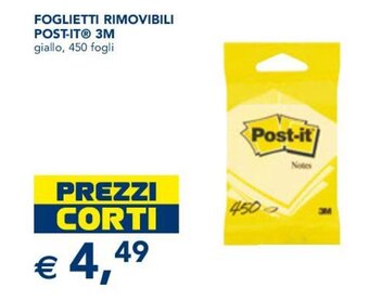 FOGLIETTI RIMOVIBILI POST-ITⓇ 3M giallo, 450 fogli