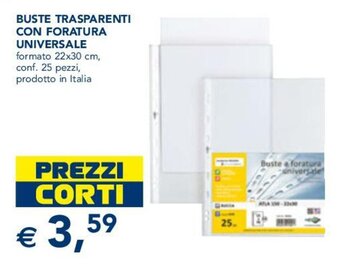 Esselunga BUSTE TRASPARENTI CON FORATURA UNIVERSALE offerta